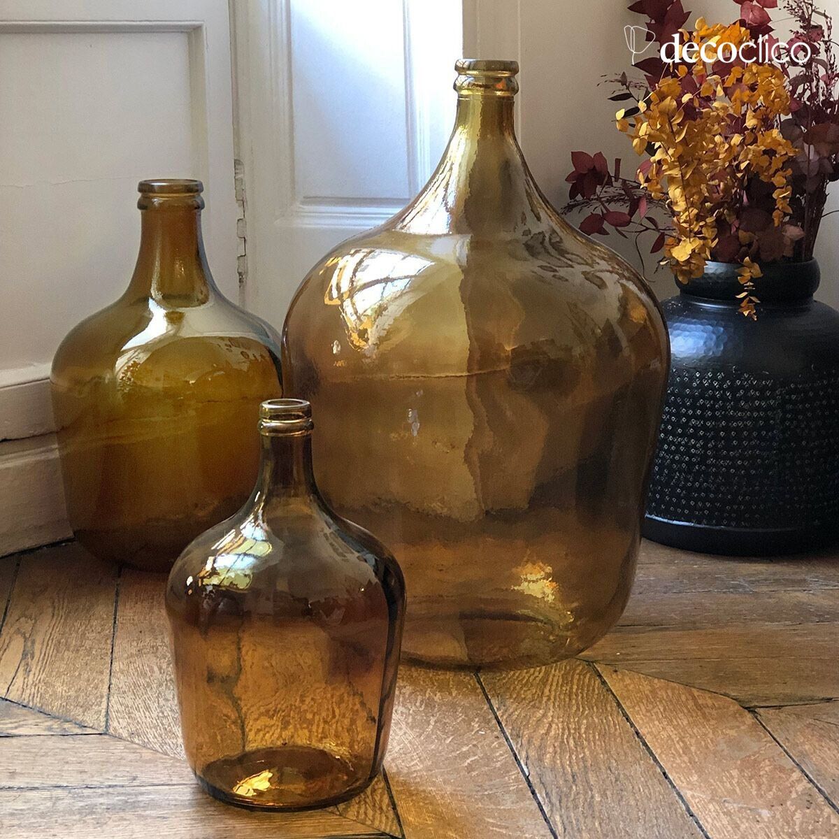Bonbonne dame jeanne en verre recyclé ambre 34L
