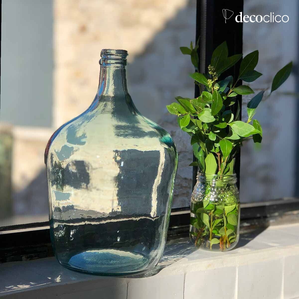 Bonbonne dame jeanne en verre recyclé transparent 4L
