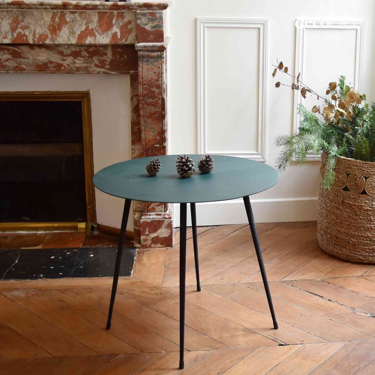 Bosgroene metalen kolomtafel D 55 cm Tosca