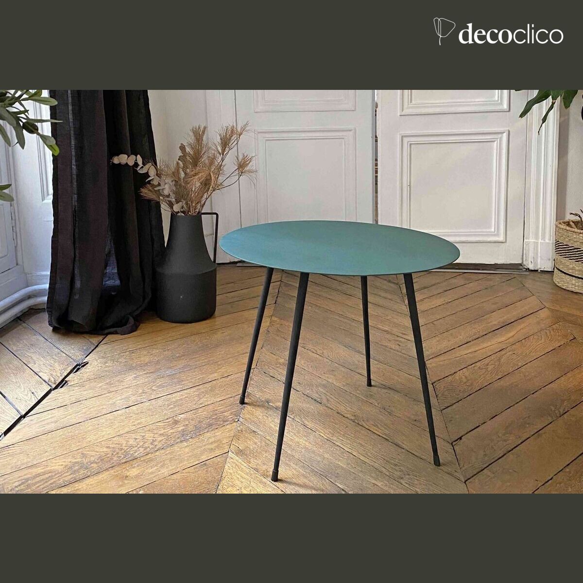Bosgroene metalen kolomtafel D 55 cm Tosca