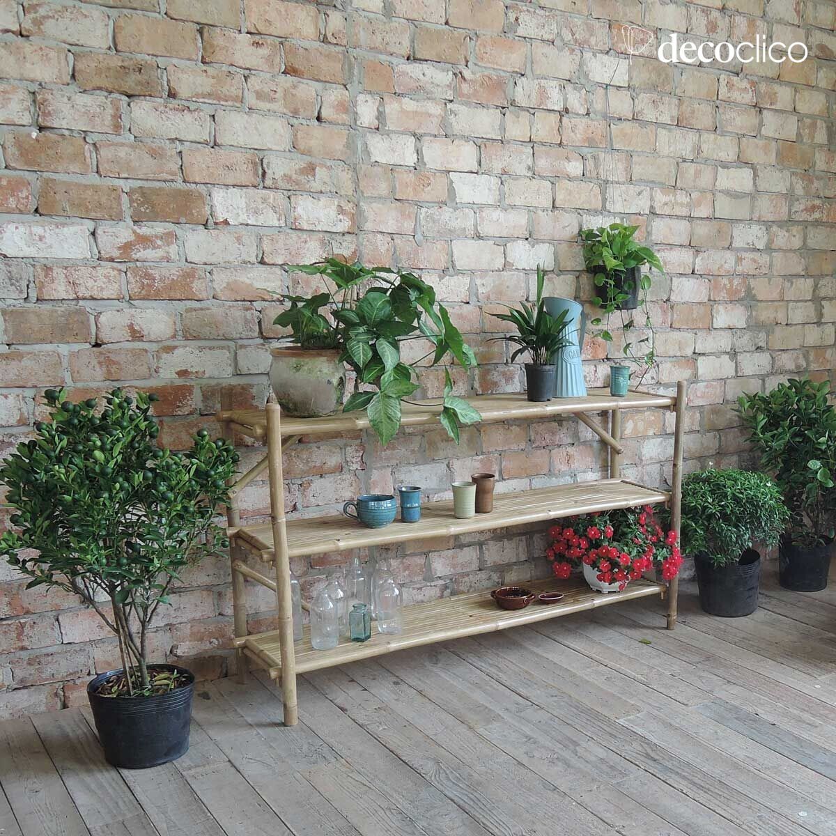 Bücherregal, niedrig, freistehend, Bambus natur Taman