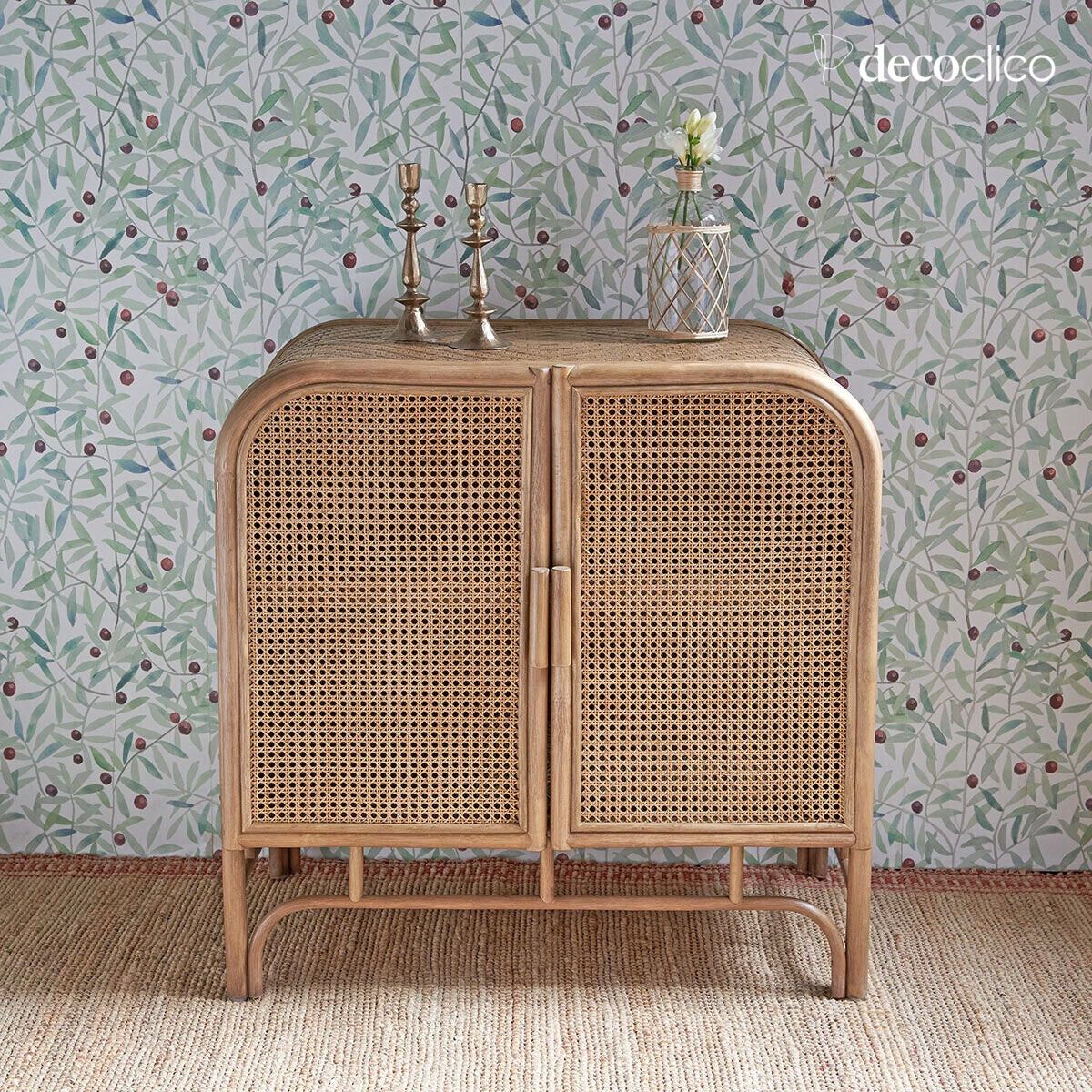 Buffet 2 portes en rotin et cannage brun Rosalie