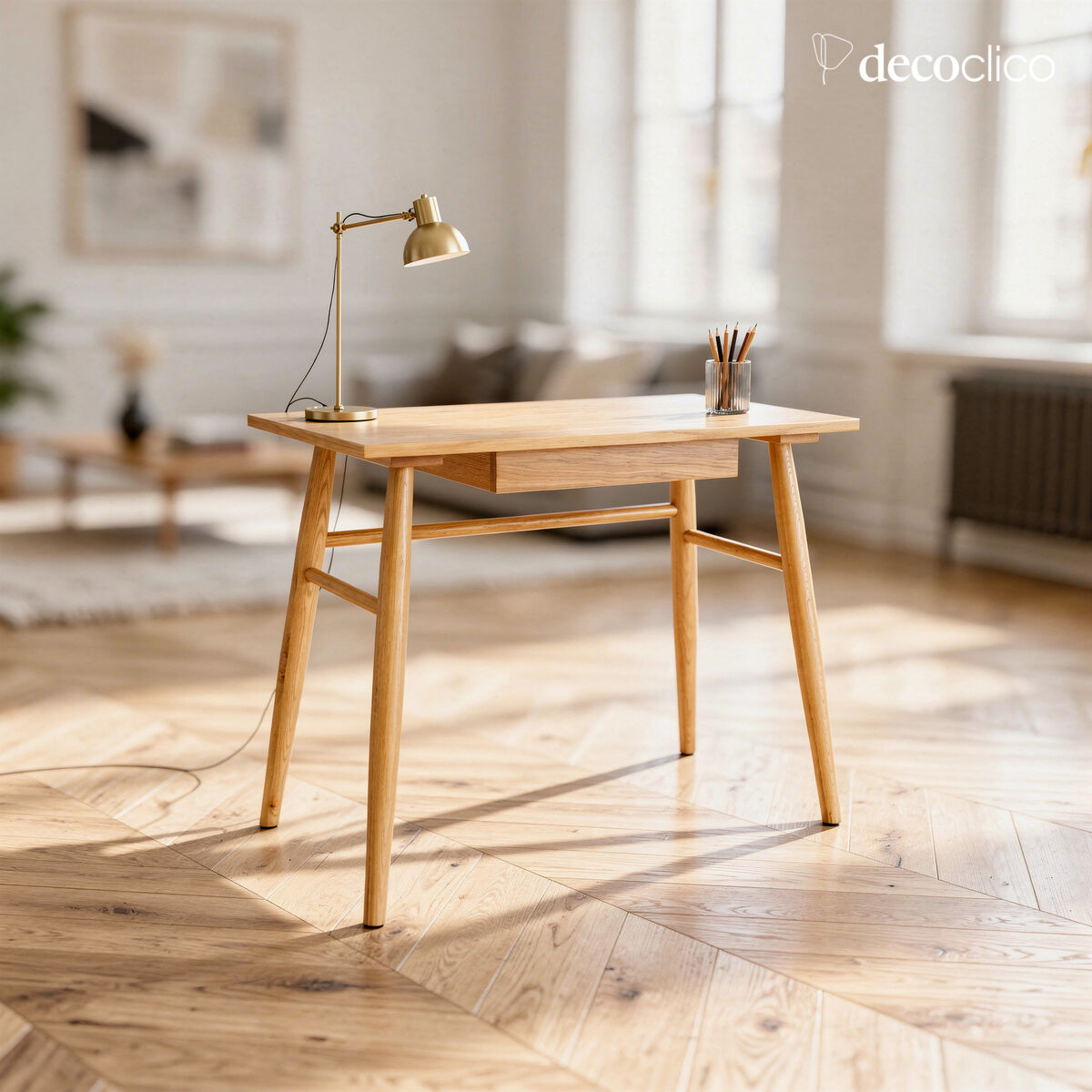 Bureau en chêne 1 tiroir style scandinave Bloom