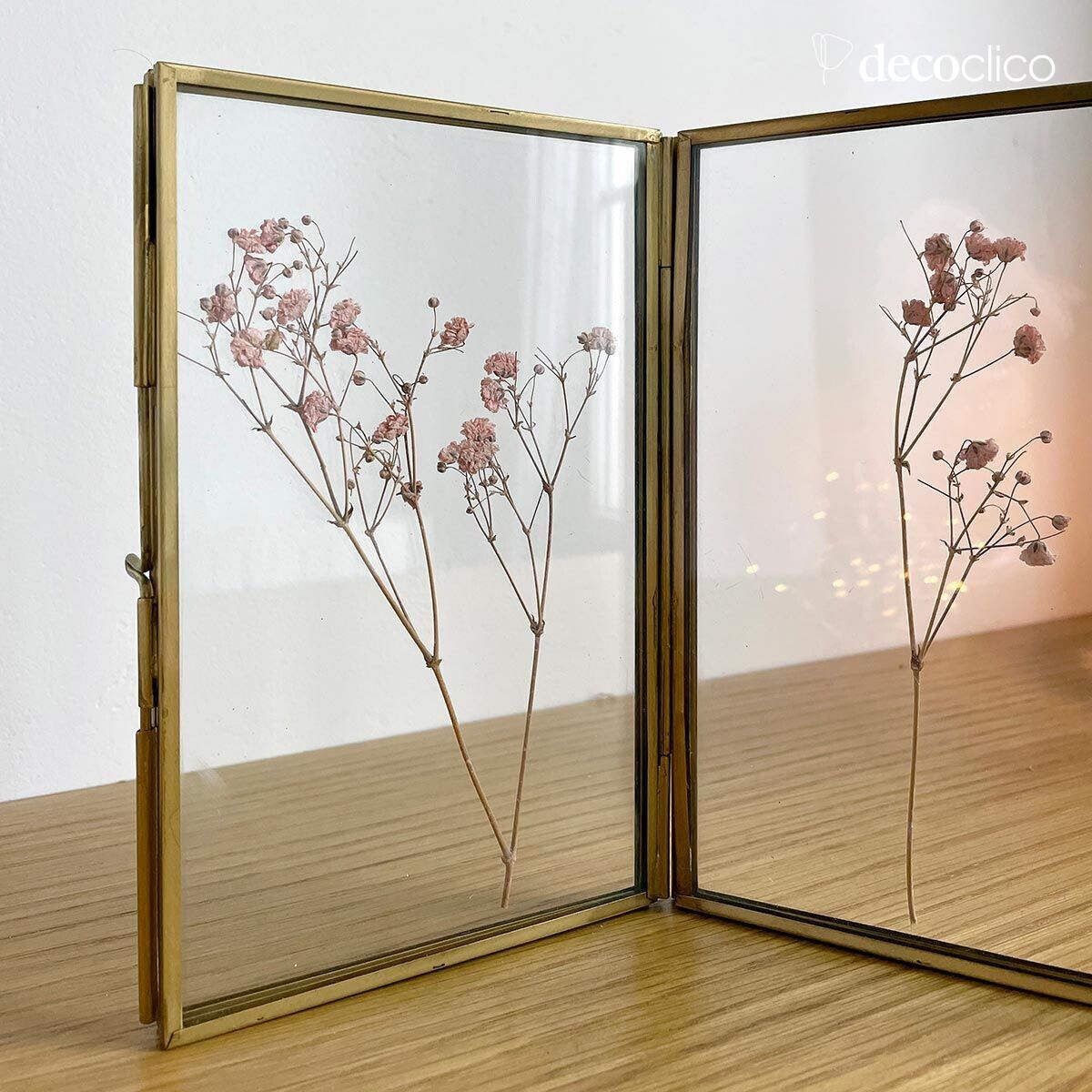 Cadre photo double à poser en verre et laiton finition antique 11 x 18 cm Mira