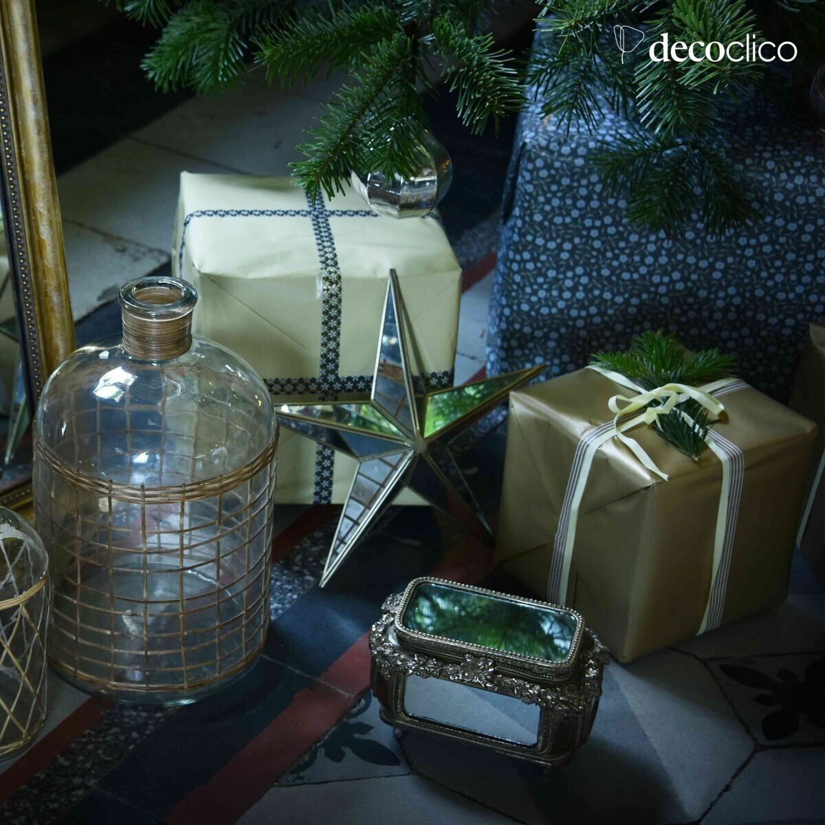 Caja de joyas con contorno dorado y caras de espejo Manderley