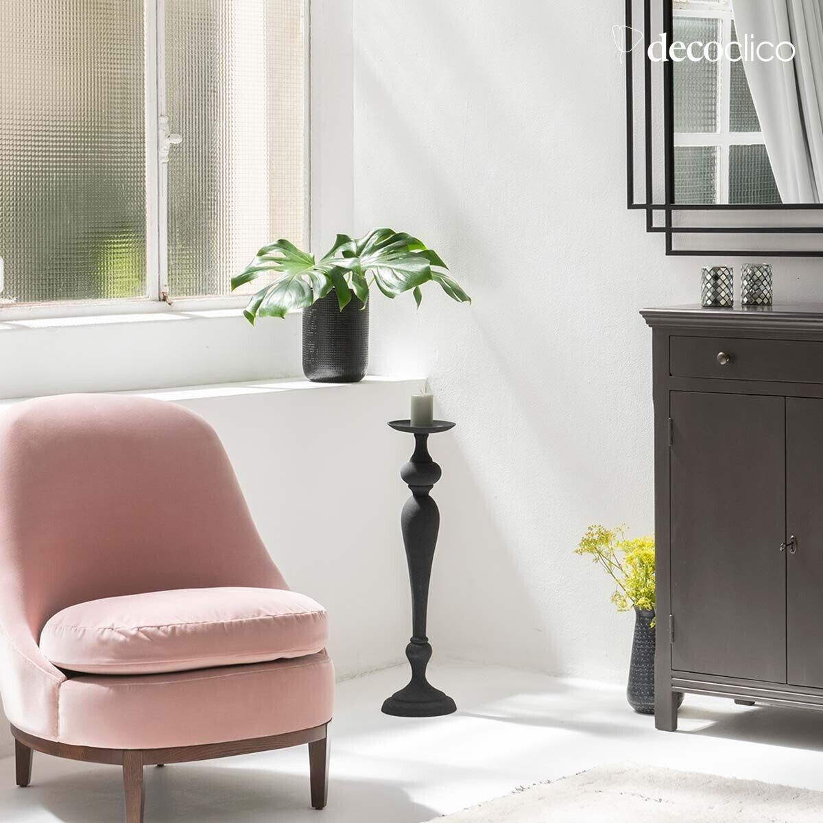 Candelabro alto XXL de metal negro H 72 cm Tosca