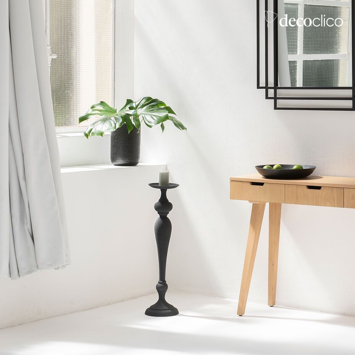 Candelabro alto XXL in metallo nero H 72 cm Tosca