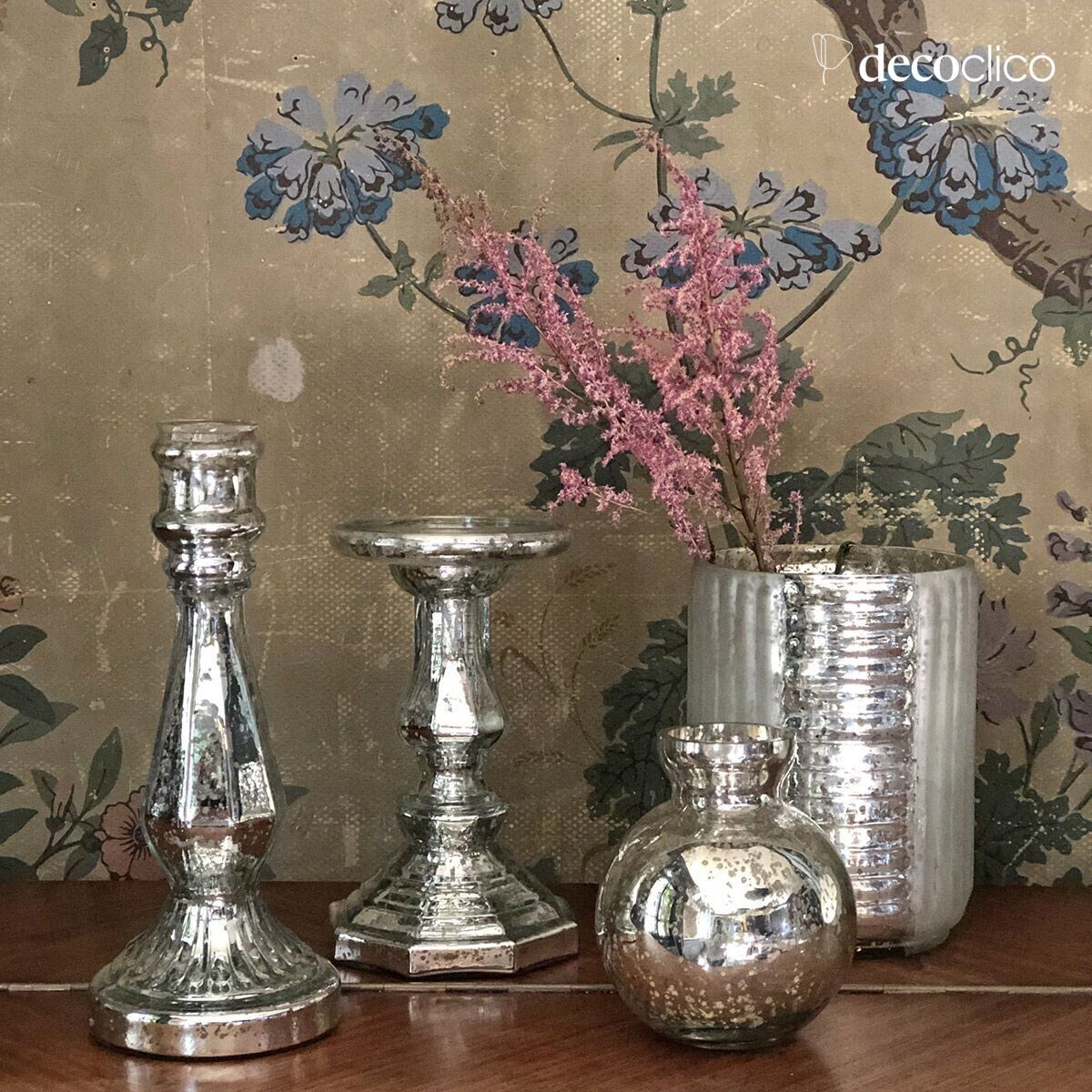 Candelabro de cristal con mercurio Artus