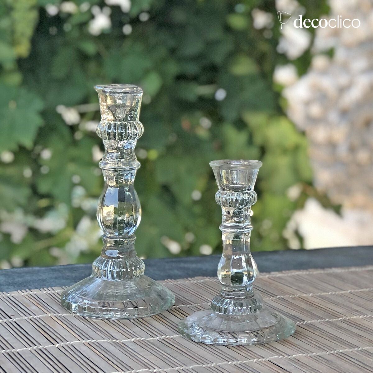 Candelabro de cristal transparente trabajado 16 x 11 cm Guenièvre