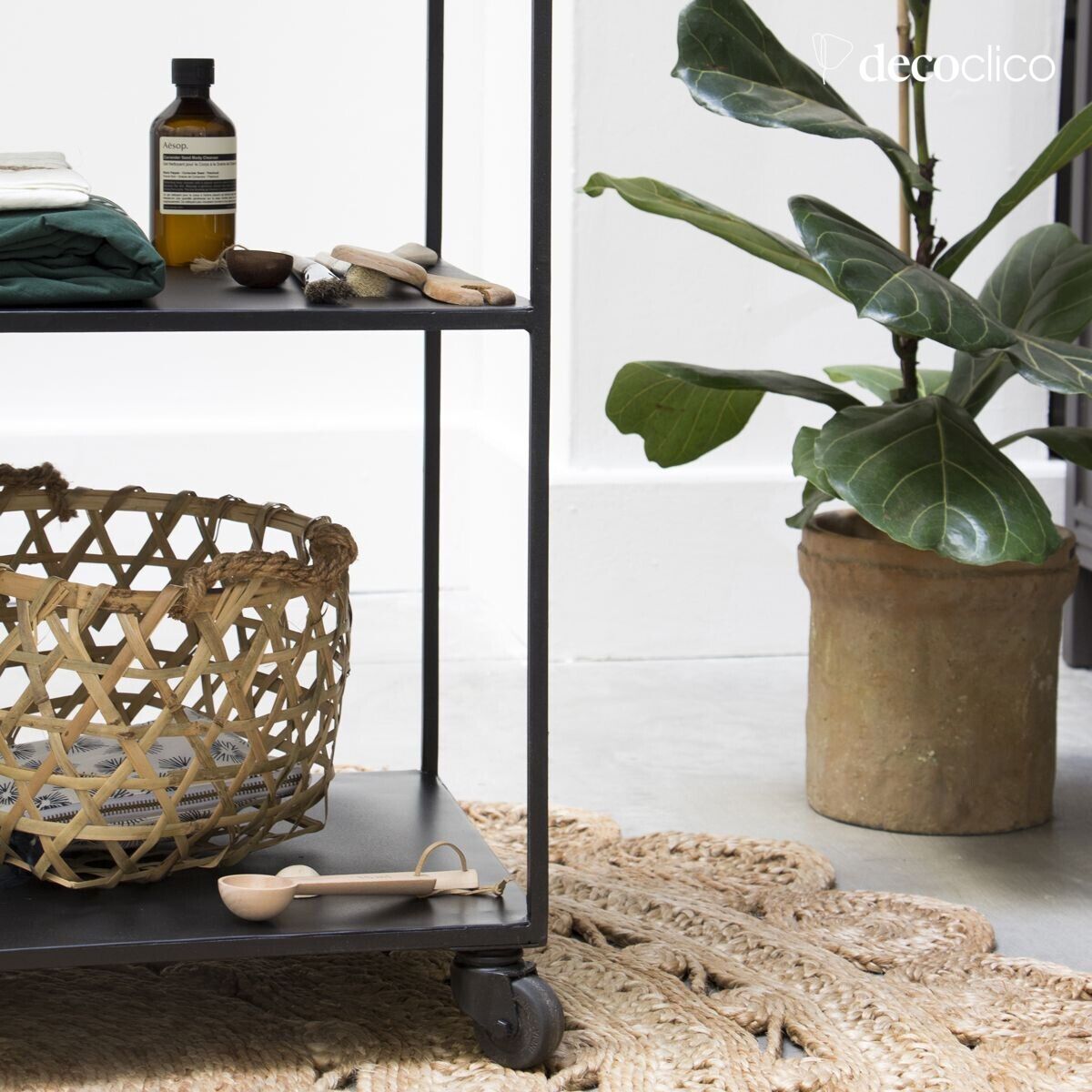 Carrello di servizio in metallo nero opaco Douglas