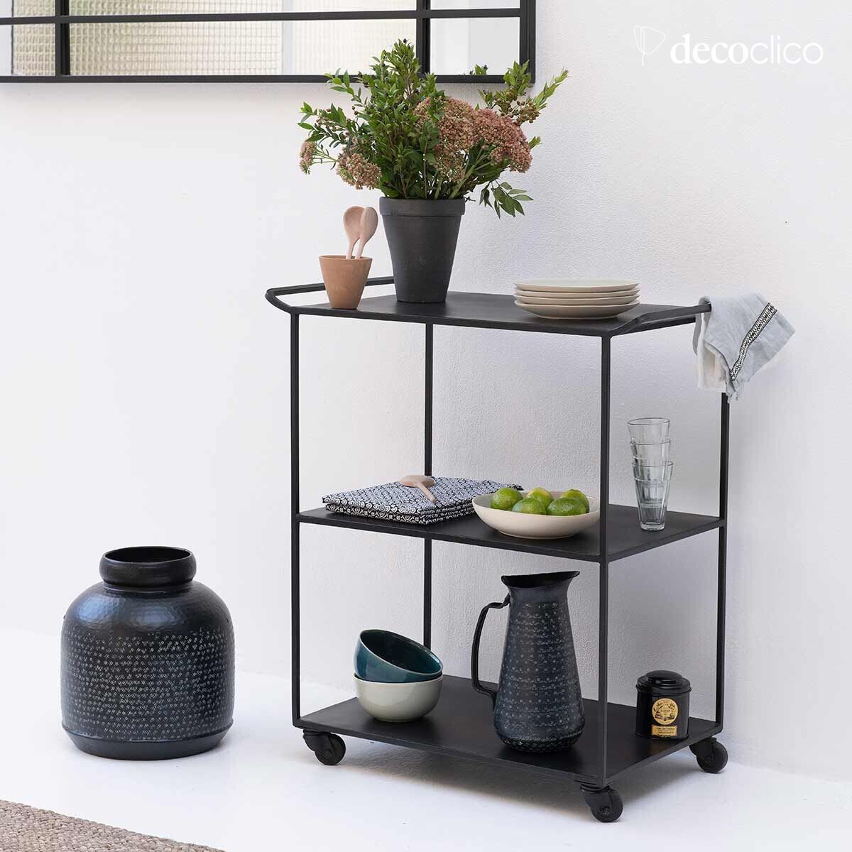 Carrello di servizio in metallo nero opaco Douglas