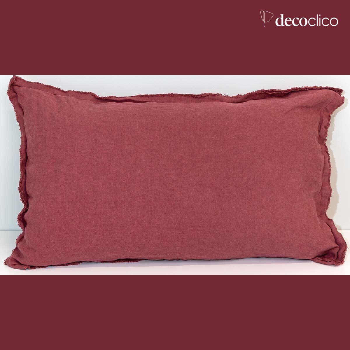 Casatera hemp cushion, washed, wine-colored fringes - 40x60cm Douro