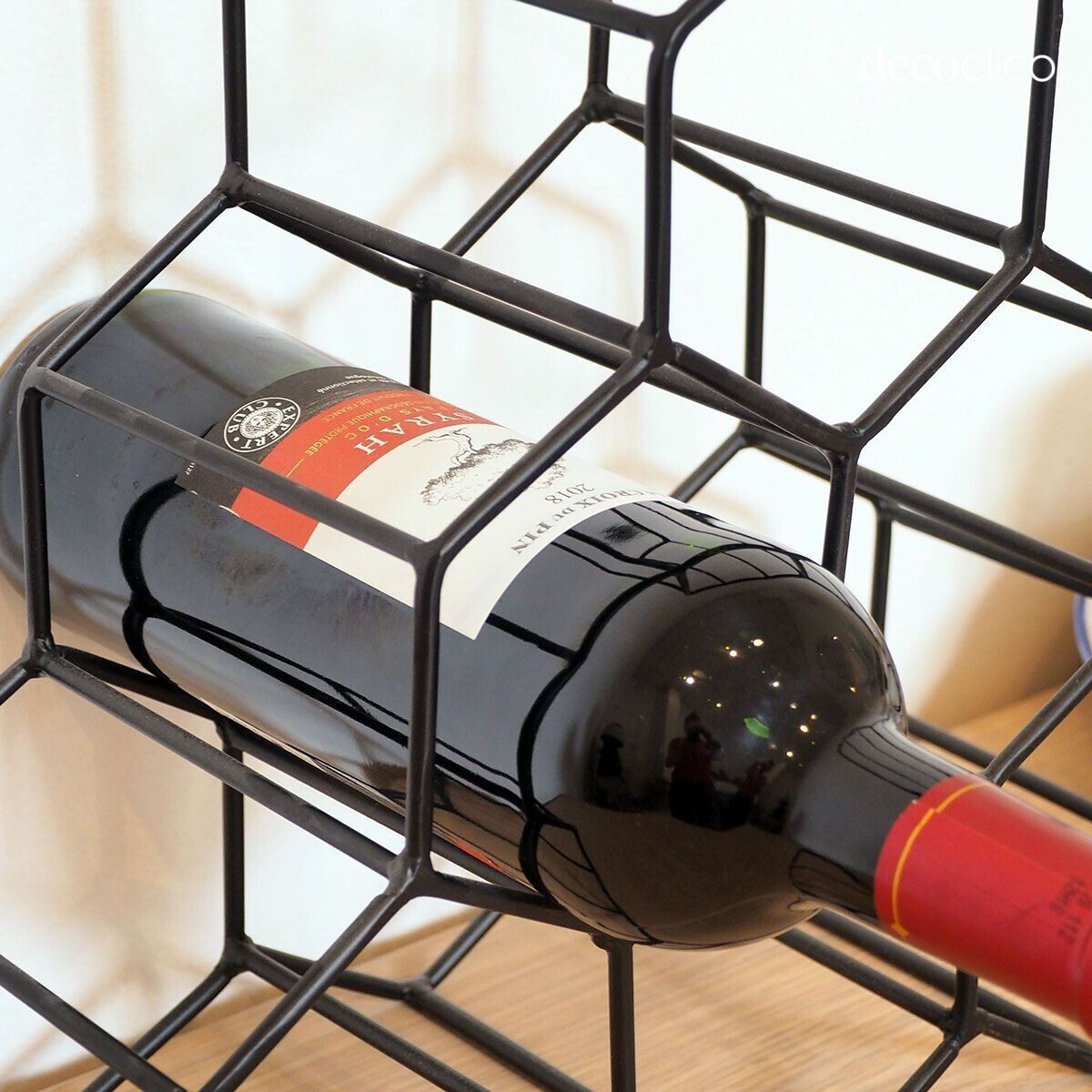 Casier/porte-bouteilles en métal noir 6 compartiments