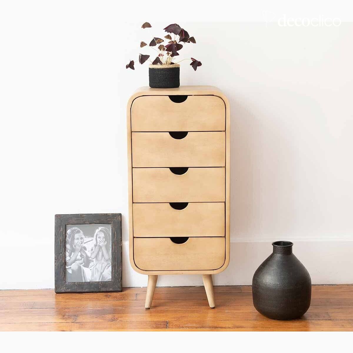 Cassettiera in mango tinto 5 cassetti Hanko