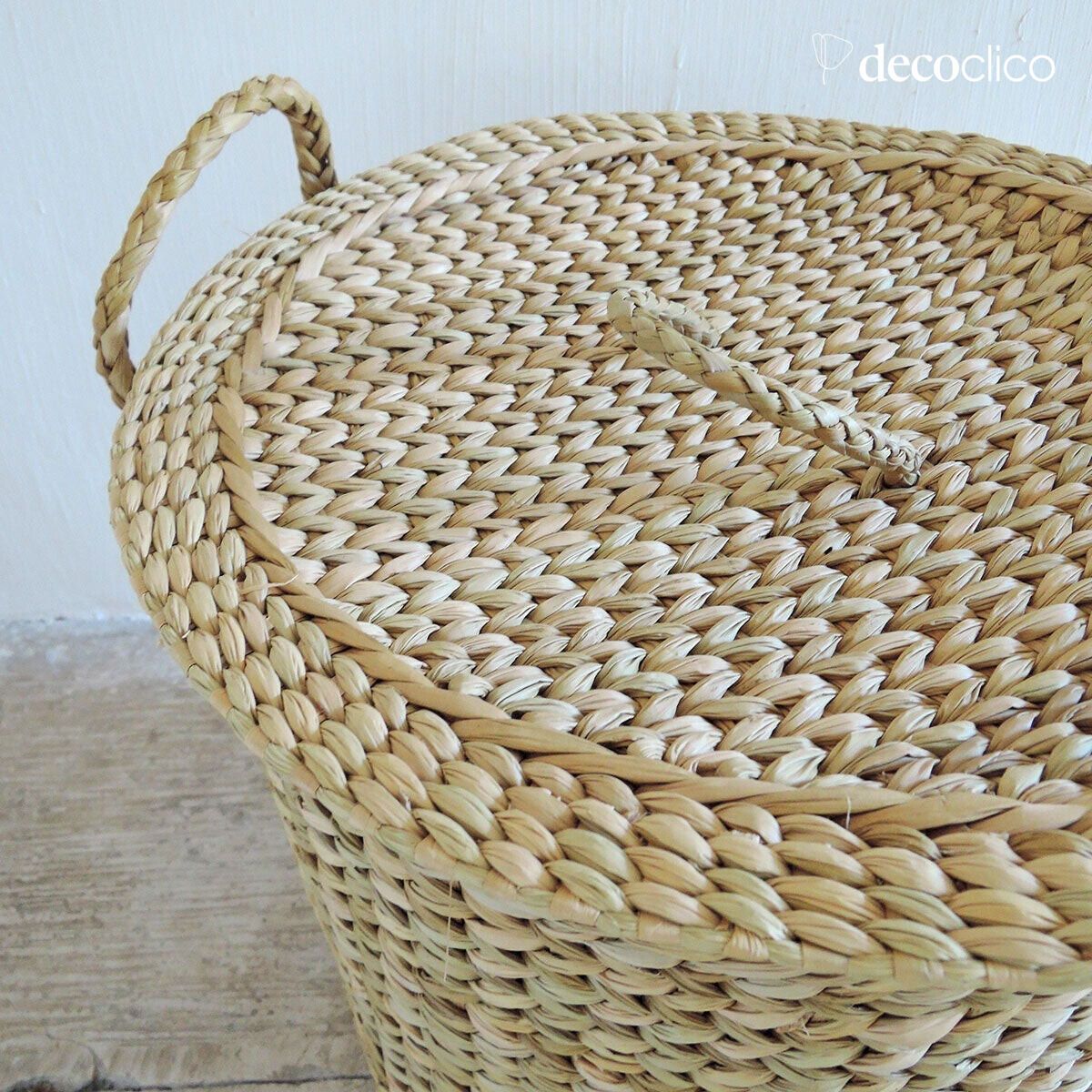 Cesta alta redonda de madera de avellano con tapa Céleste