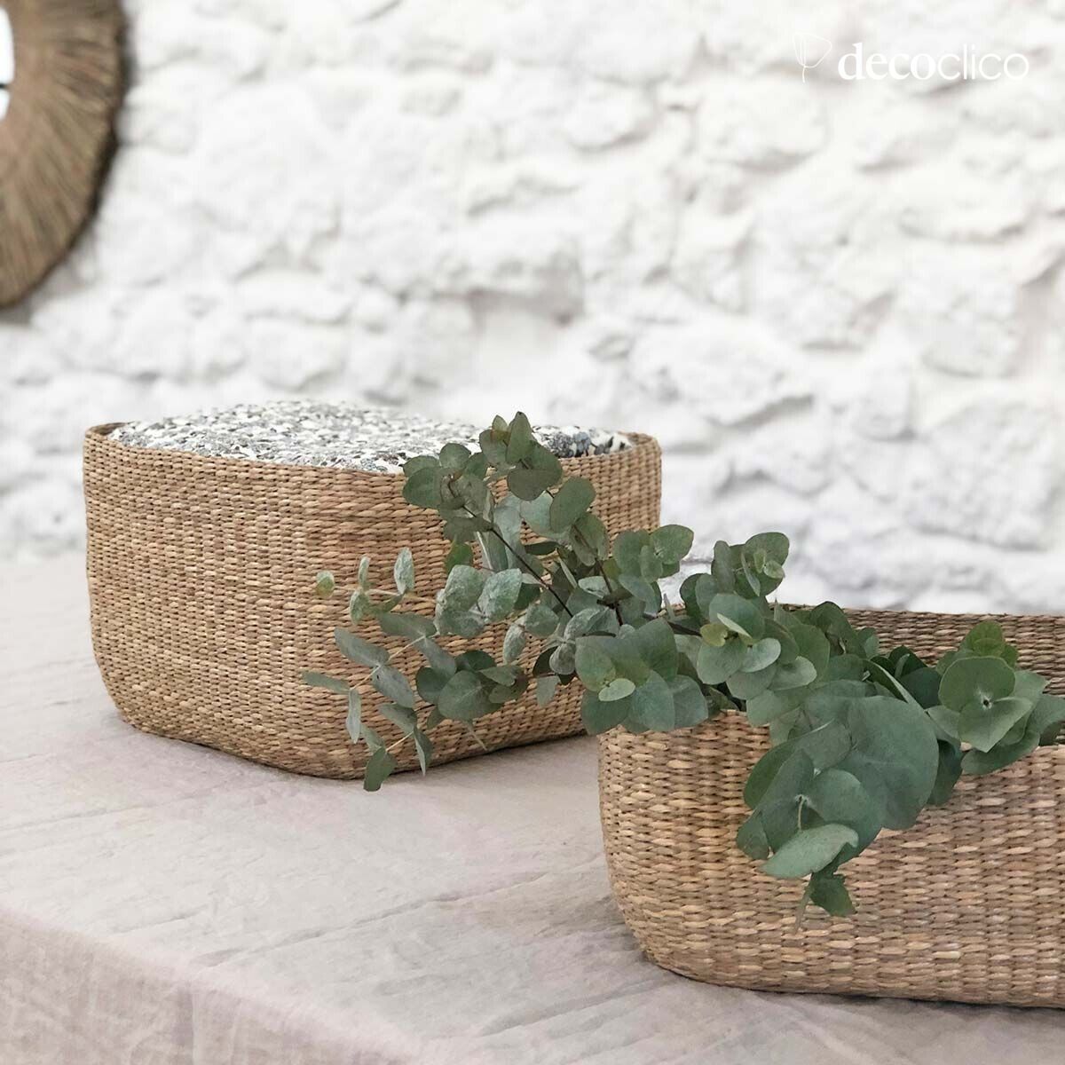 Cesta cuadrada de junco de mar, altura 24 cm Casatera