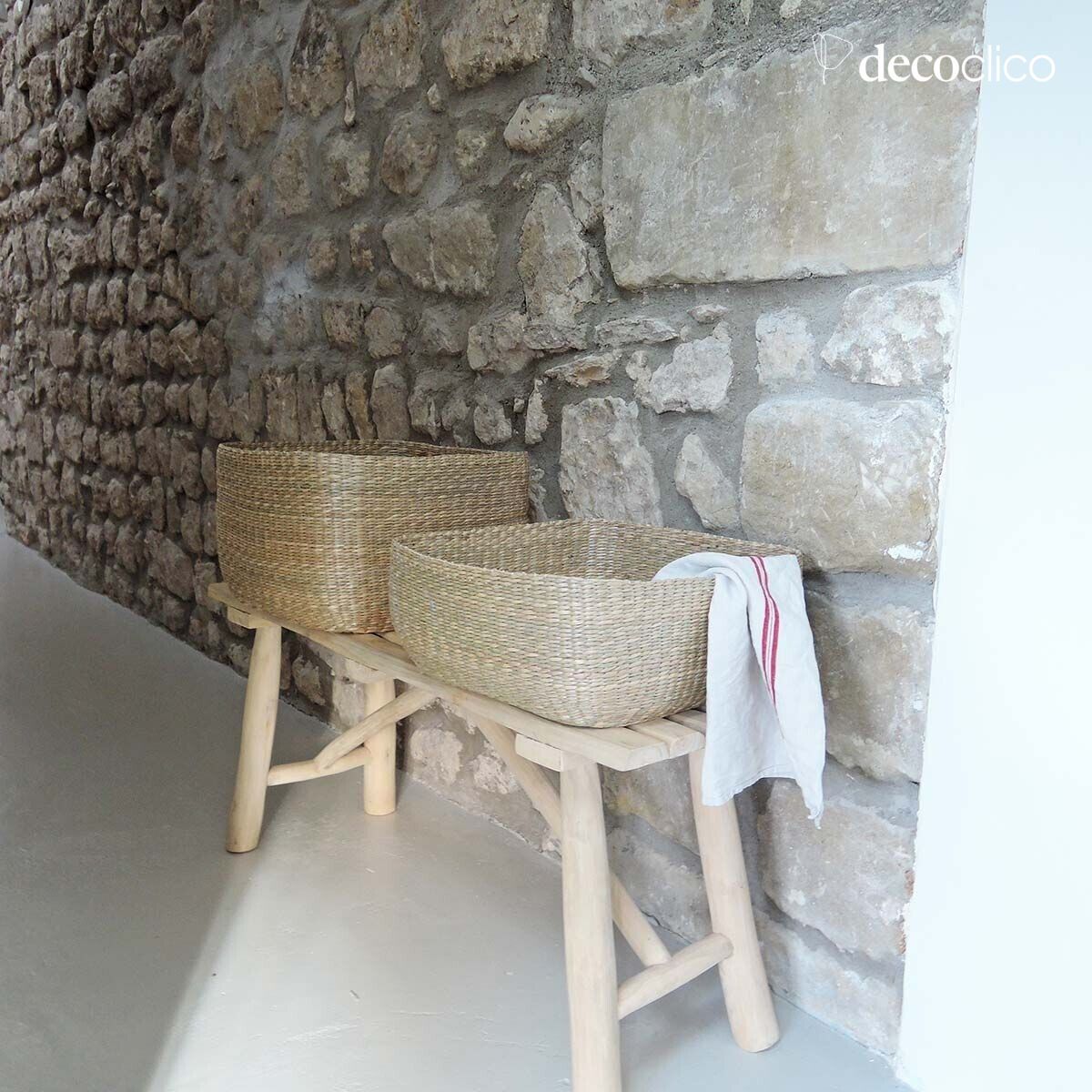 Cestino quadrato in giunco di mare altezza 16 cm Casatera