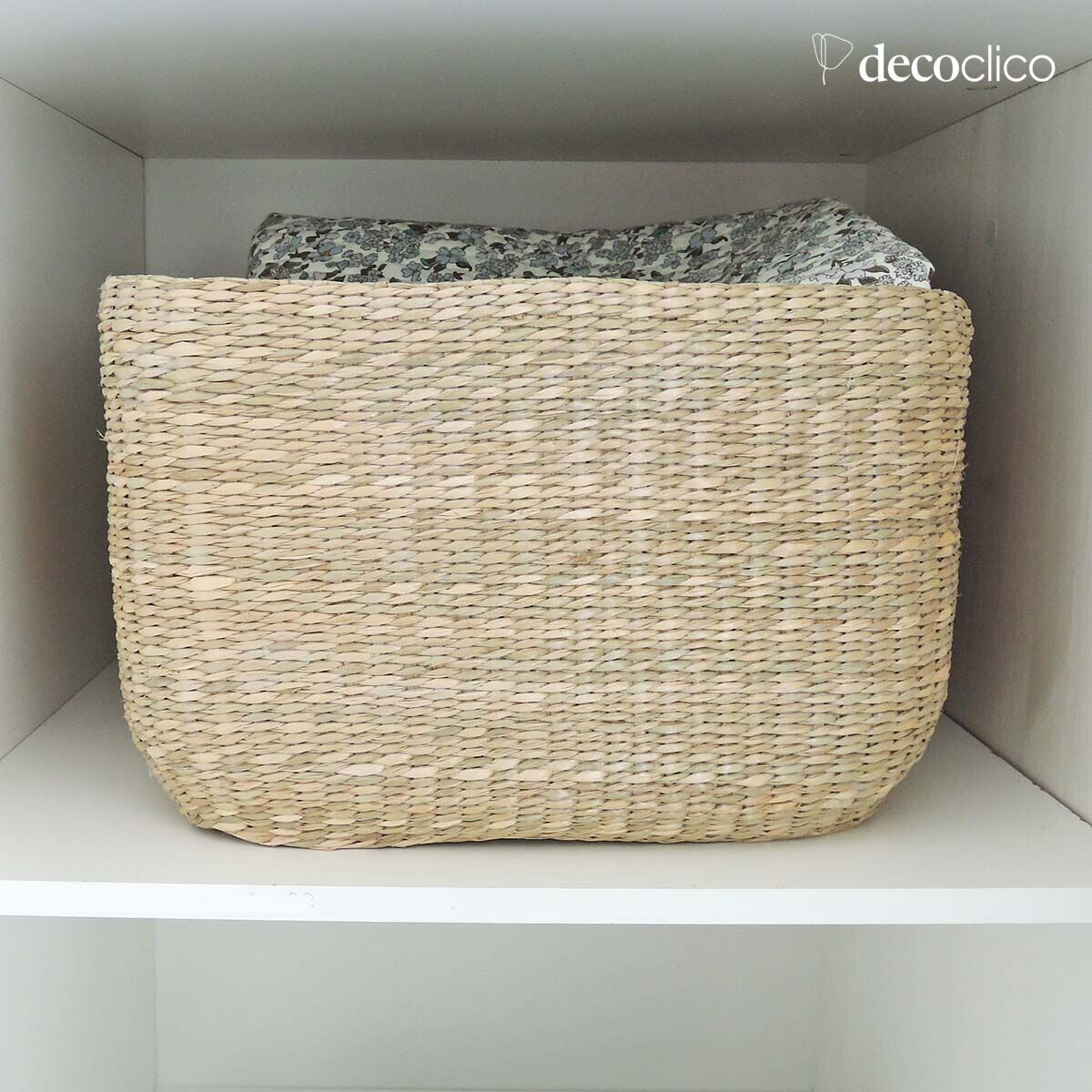 Cestino quadrato in giunco di mare altezza 24 cm Casatera