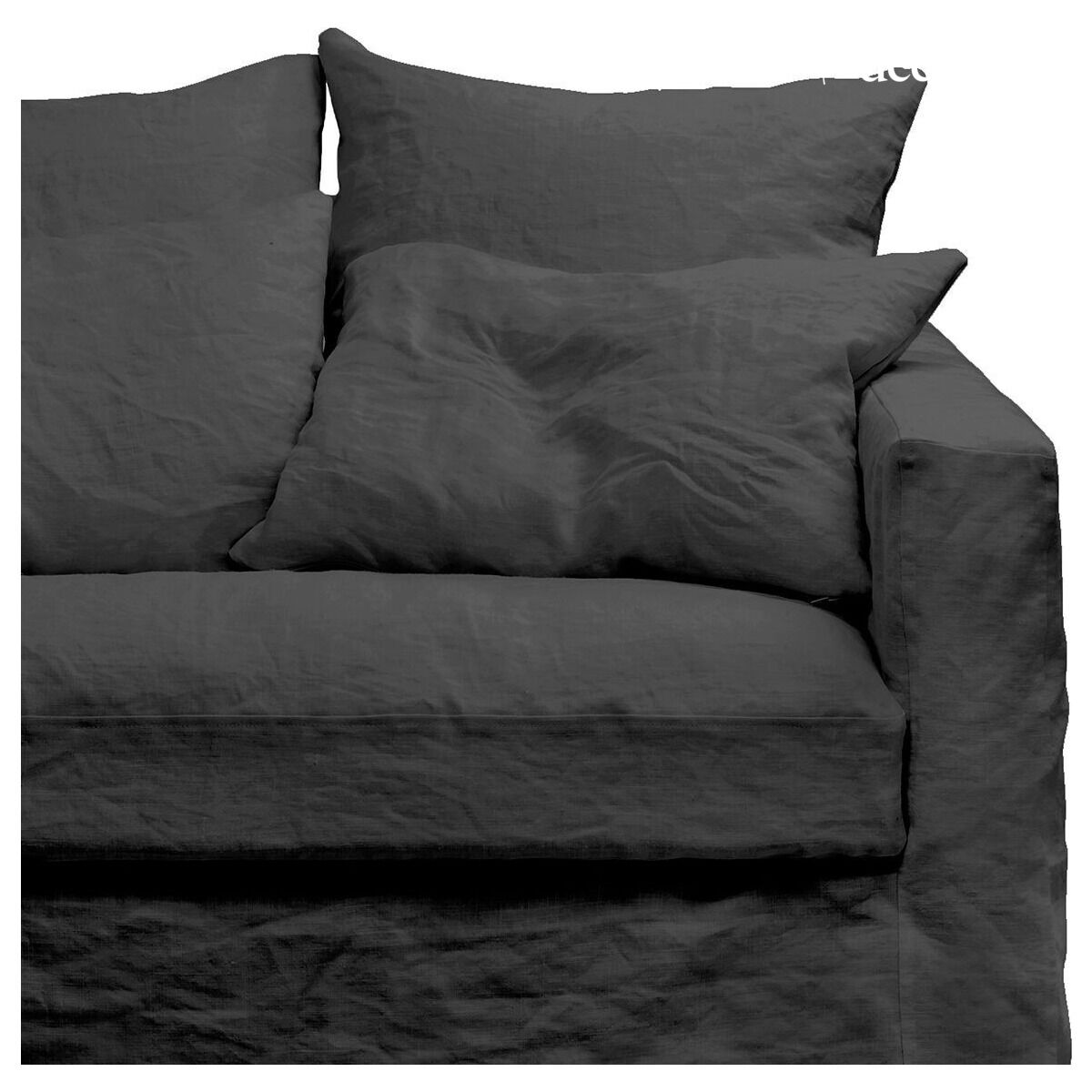 Chair with removable cover in creased linen, Cap Breton - slate