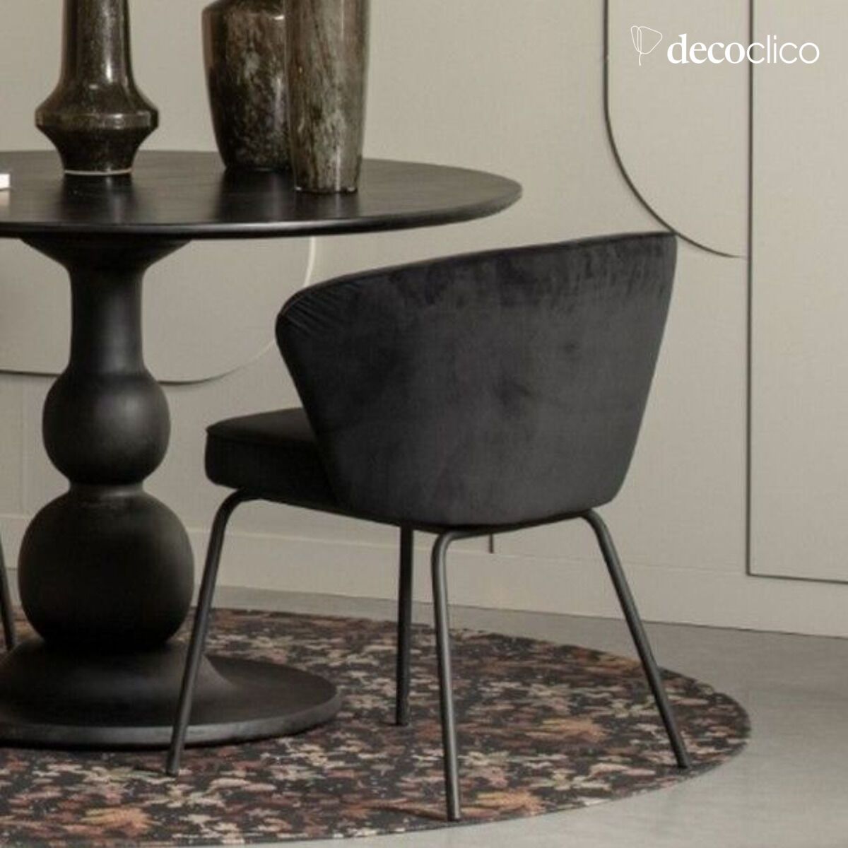 Chaise Admit en velours noir Be Pure Admit