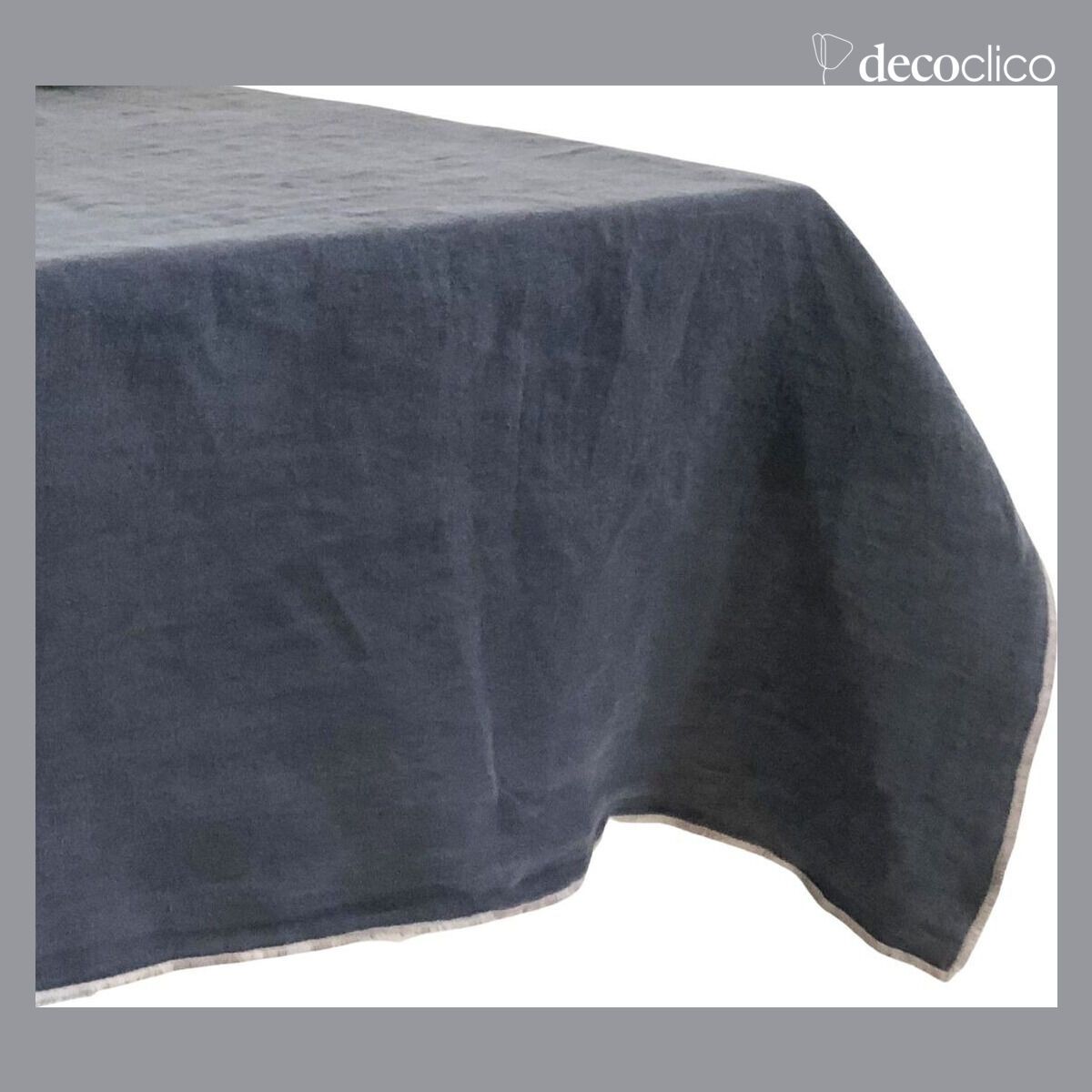 Charcoal gray washed linen tablecloth or curtain with sand overlock - 1 Oslo
