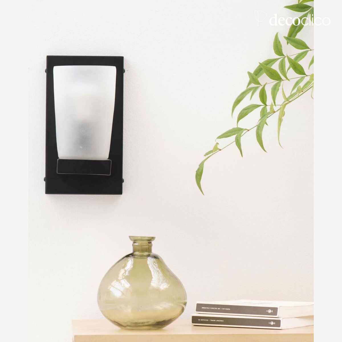 Charcoal metal wall lamp and frosted glass cone Majordome