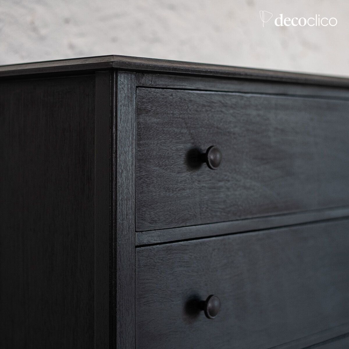 Chest of drawers with 3 drawers in charcoal mango wood Mareuil