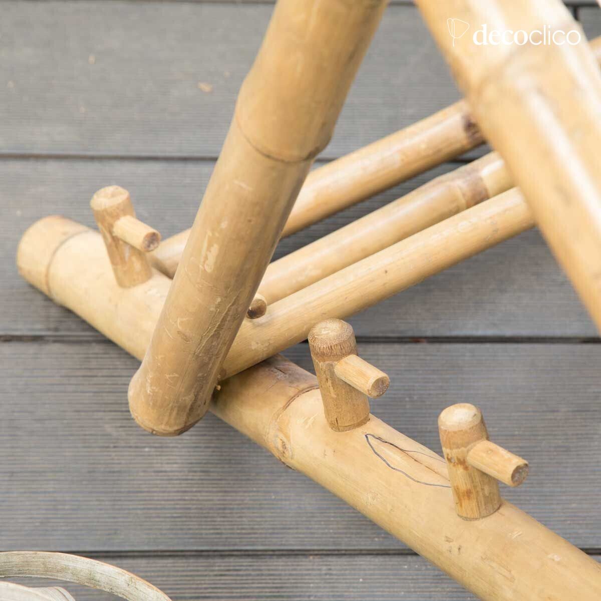 Chilean deckchair in natural bamboo and ecru canvas cotton Taman