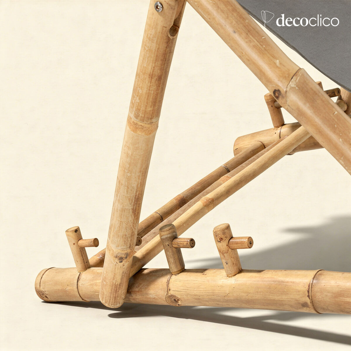 Chilean deckchair in natural bamboo with gray outdoor fabric Taman