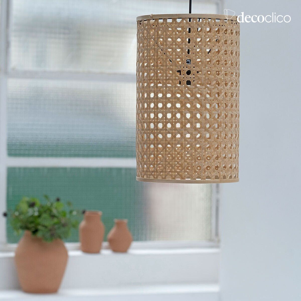 Cilindervormige ophanging van natuurlijk bamboe (niet-geëlektrificeerd), handgemaakt