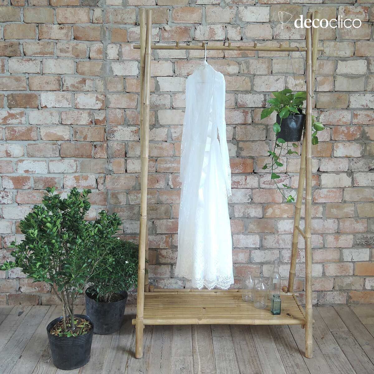 Clothes rack with natural bamboo shelf Taman