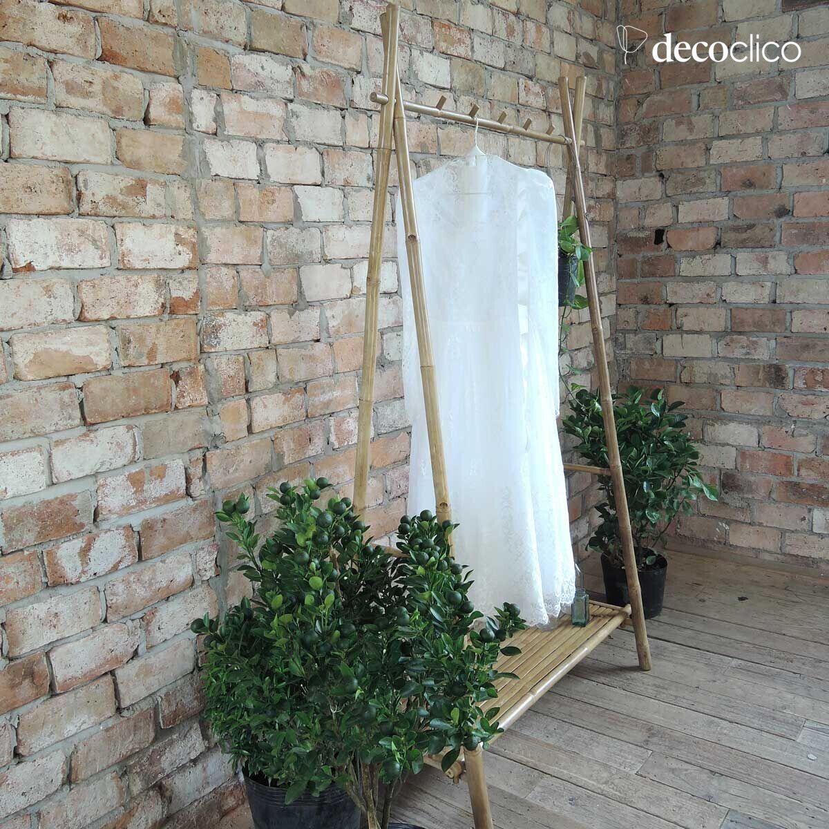 Clothes rack with natural bamboo shelf Taman