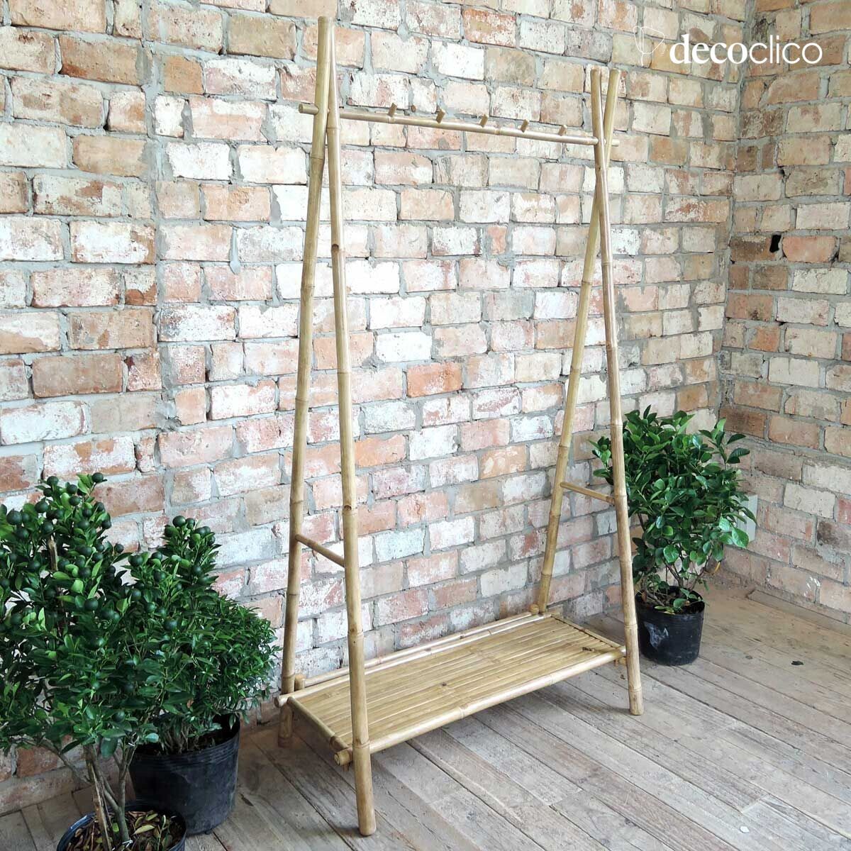 Clothes rack with natural bamboo shelf Taman