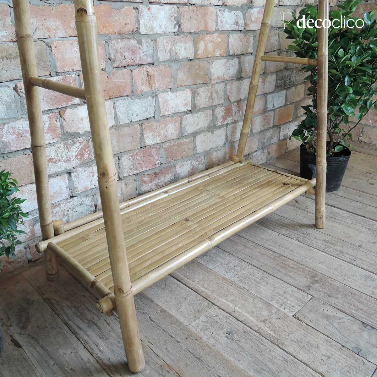 Clothes rack with natural bamboo shelf Taman