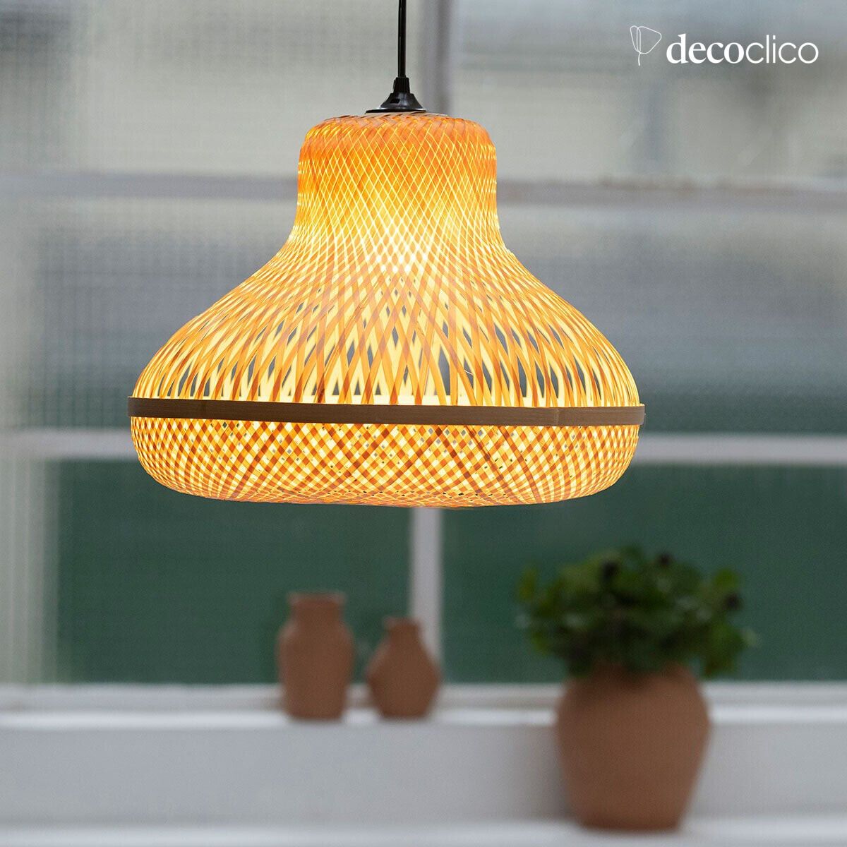 Colgante en forma de pera de bambú natural (sin electricidad) hecho a mano