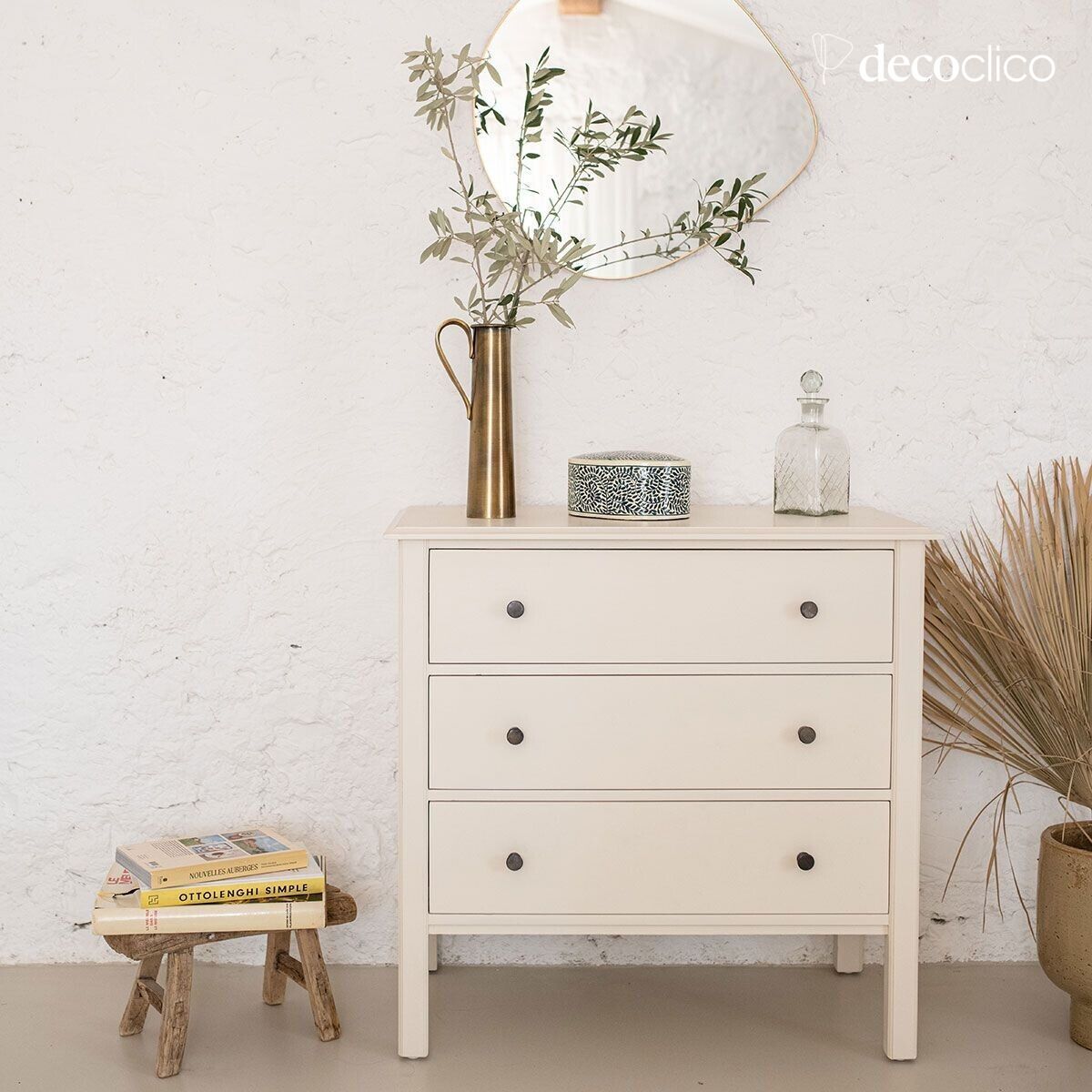 Commode 3 tiroirs en manguier crème Mareuil