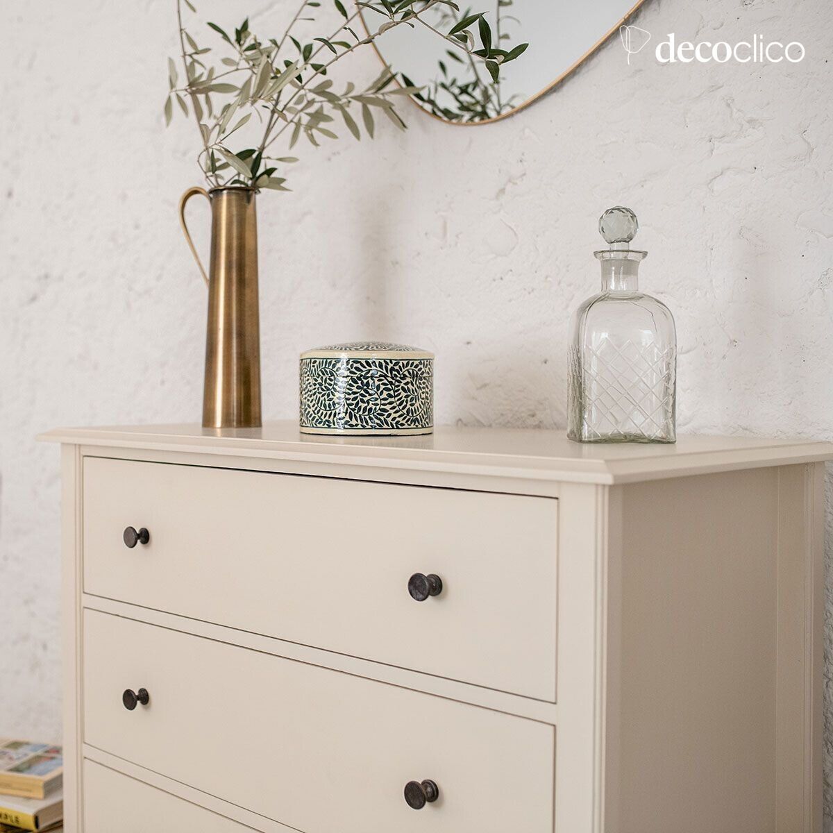 Commode 3 tiroirs en manguier crème Mareuil