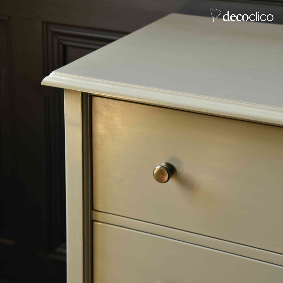 Commode 3 tiroirs en manguier vert de gris Mareuil