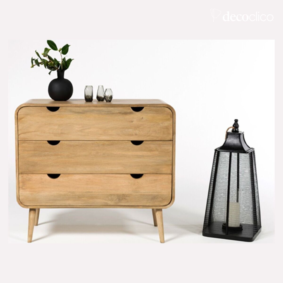 Commode en manguier teinté 3 tiroirs Hanko