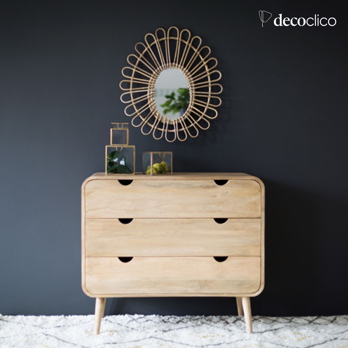 Commode en manguier teinté 3 tiroirs Hanko