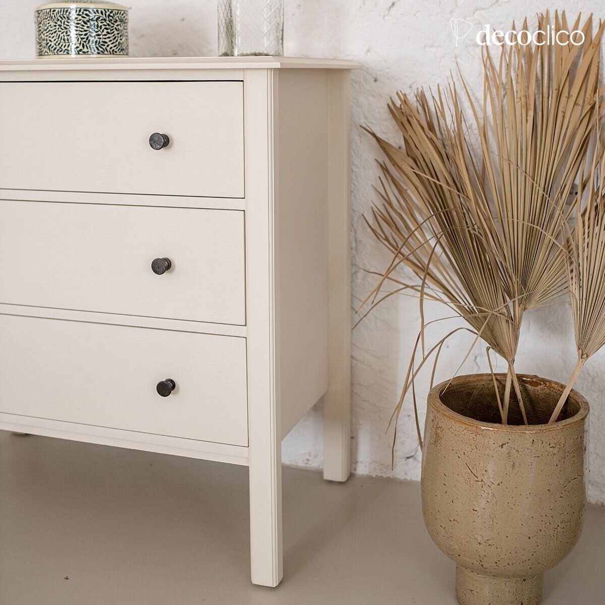 Cómoda de 3 cajones de madera de mango color crema Mareuil