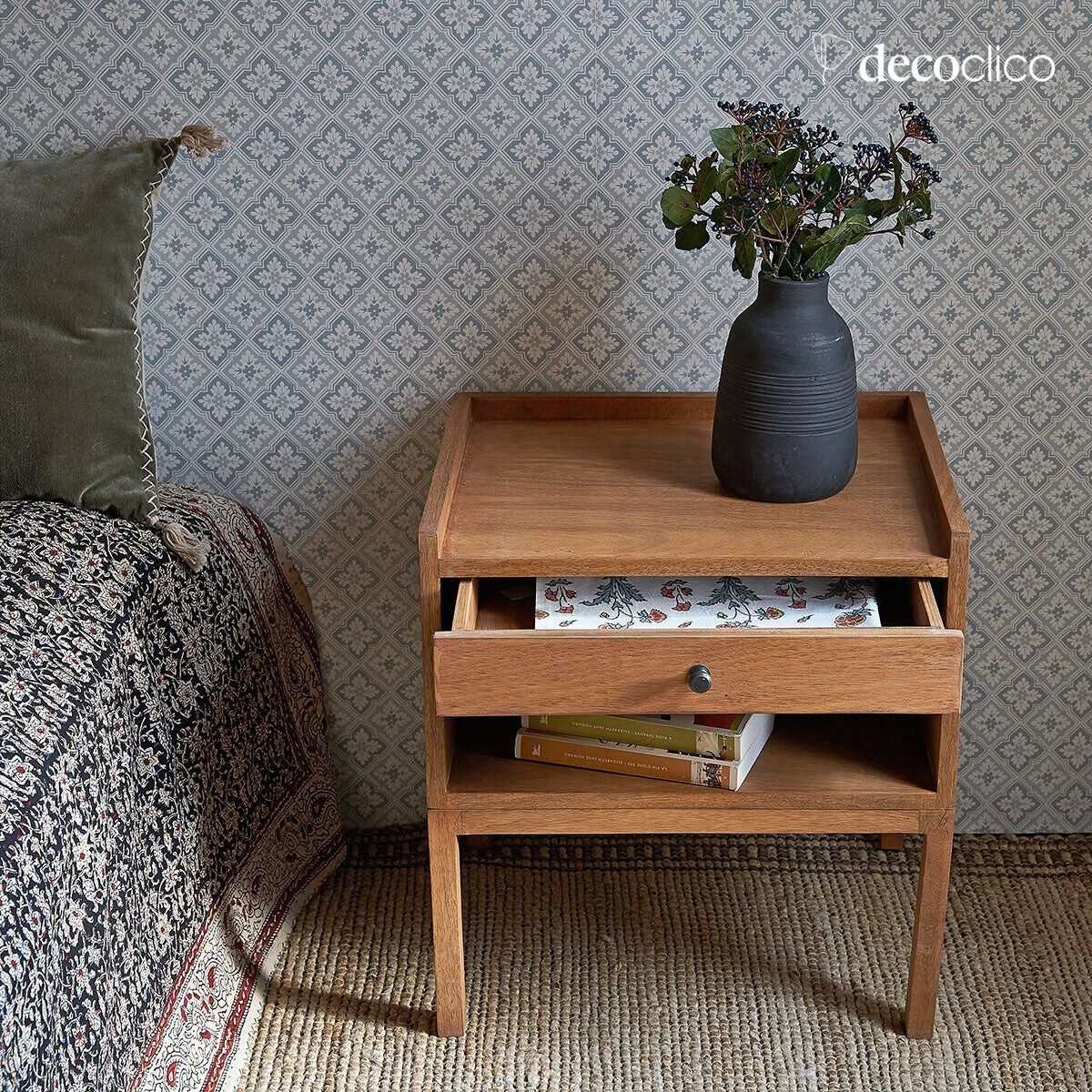 Comodino in mango con finitura vintage Francis