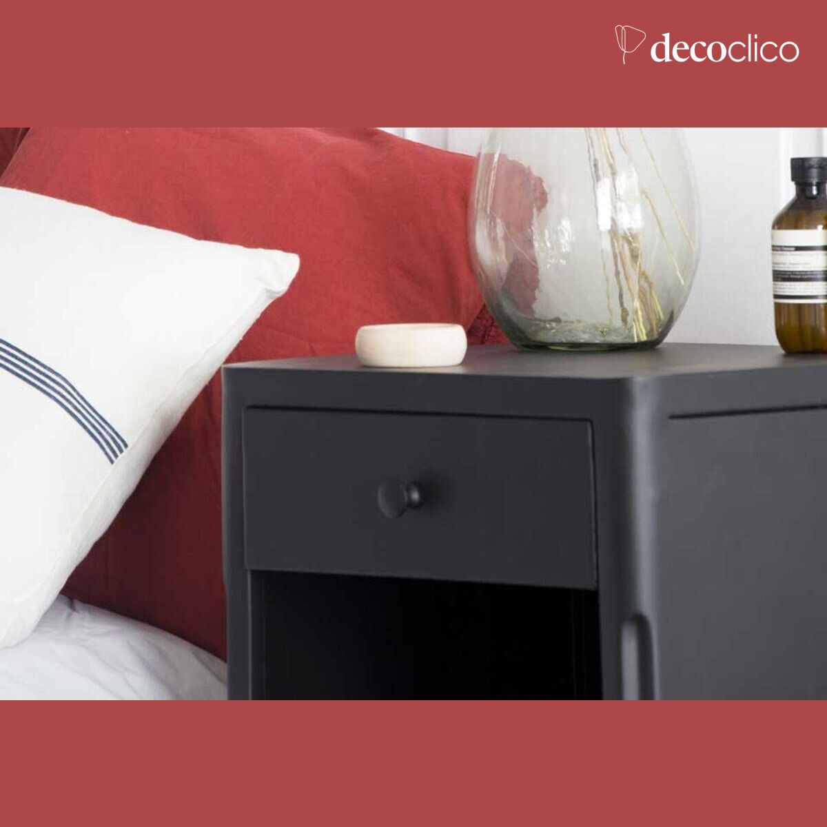 Comodino in metallo nero 1 cassetto 1 vano