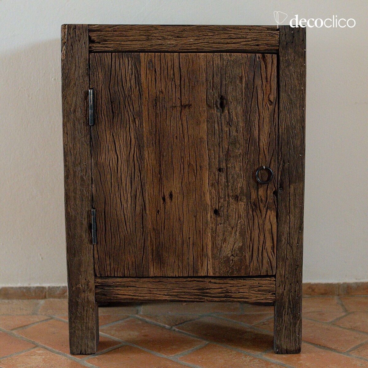 Comodino o piccolo buffet 1 anta in legno riciclato Vermont