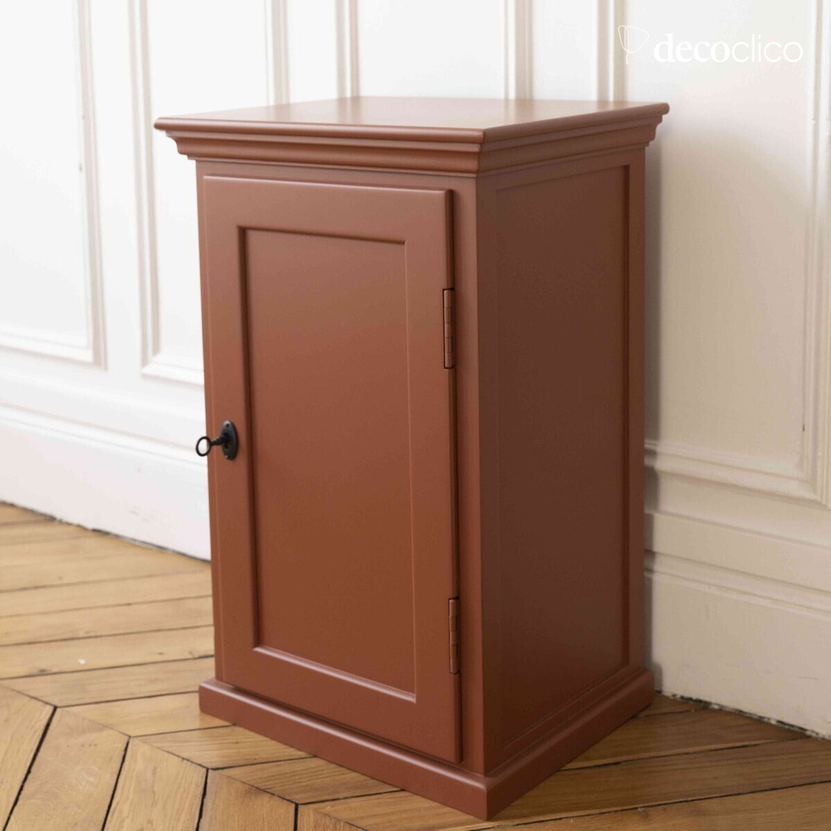 Comodino parigino 1 anta in pino marittimo terracotta Léandre