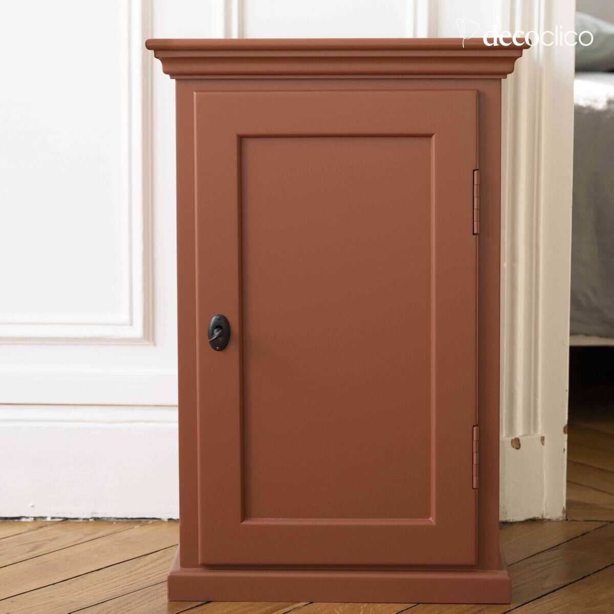 Comodino parigino 1 anta in pino marittimo terracotta Léandre