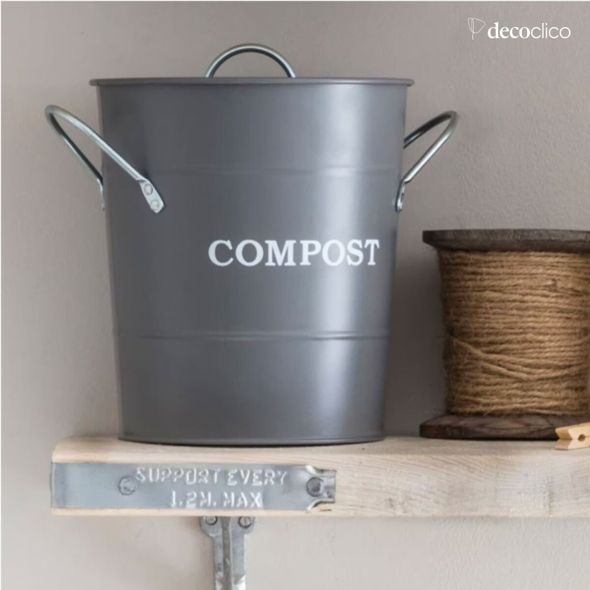 Compost bin with lid and handles Compost - gray