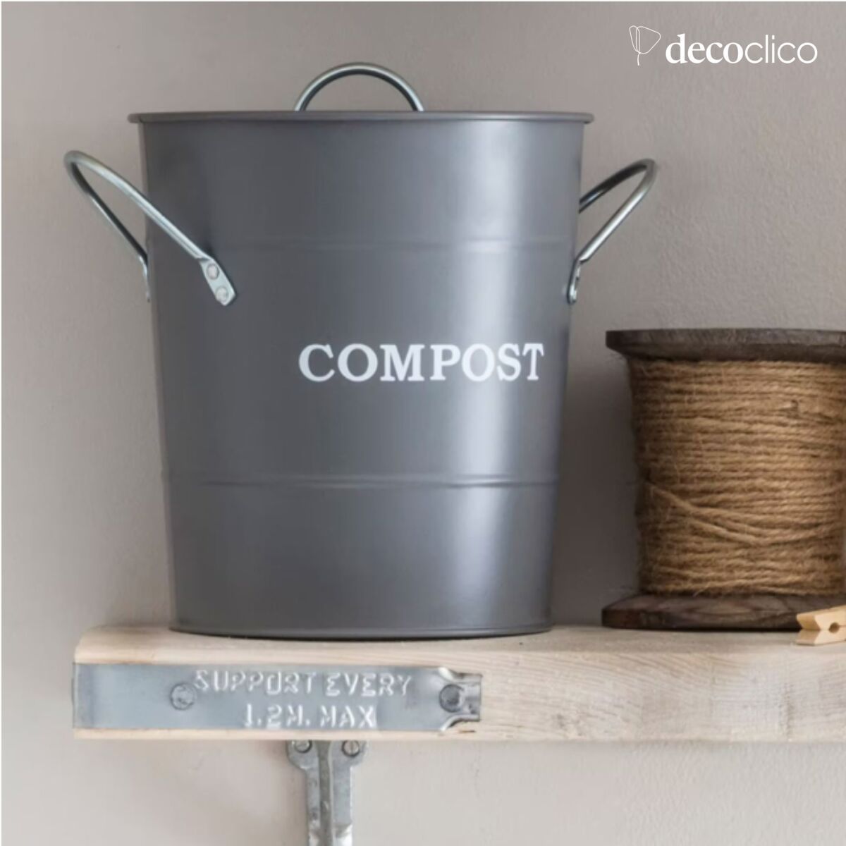 Compostvat met deksel en handgrepen Compost - grijs