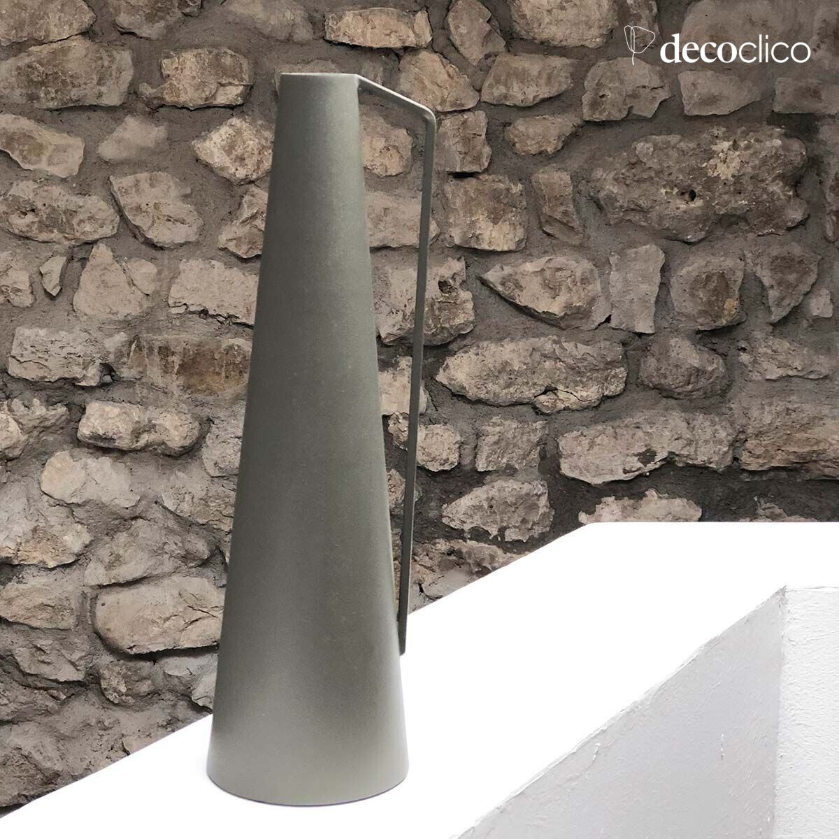 Conical olive green metal vase H36 cm  Tosca