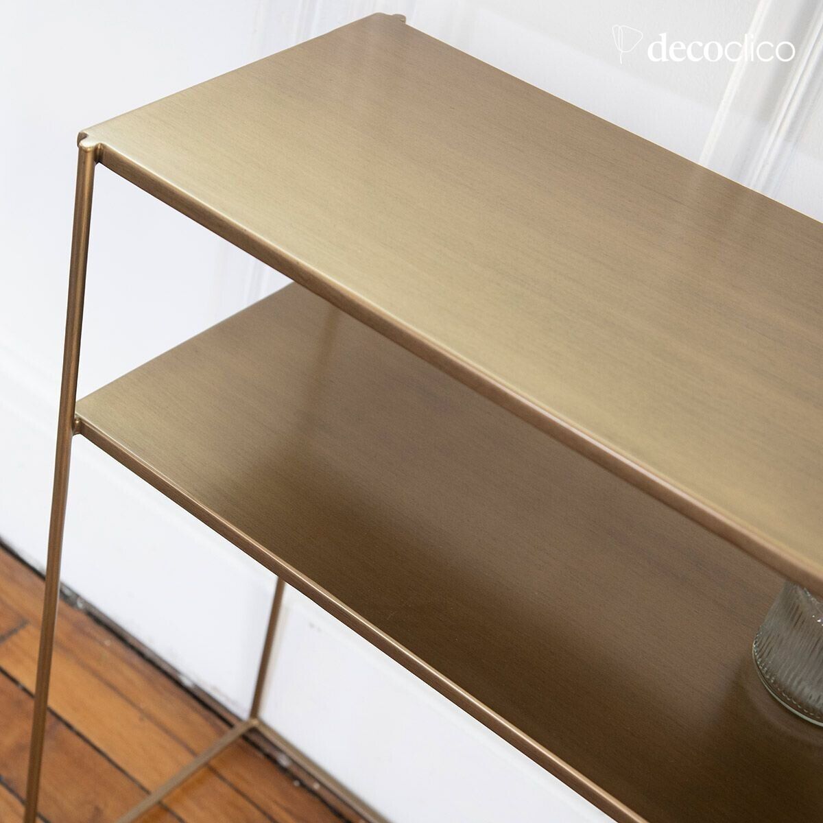 Console double niveau en métal finition laiton